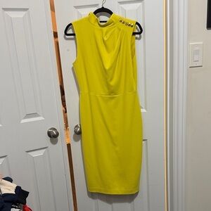 Donna Karan Vibrant Yellow Midi Dress